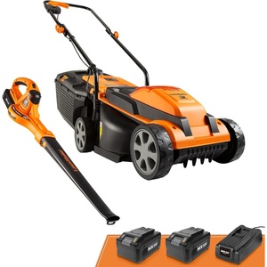 image:imageLawnMaster 48V MAX Electric Lawn Mower 19inch Brushless Cordless Lawn Mower with 2X24V MAX 40Ah Battery and a Dual ChargerCLMF4819A13InchOrange